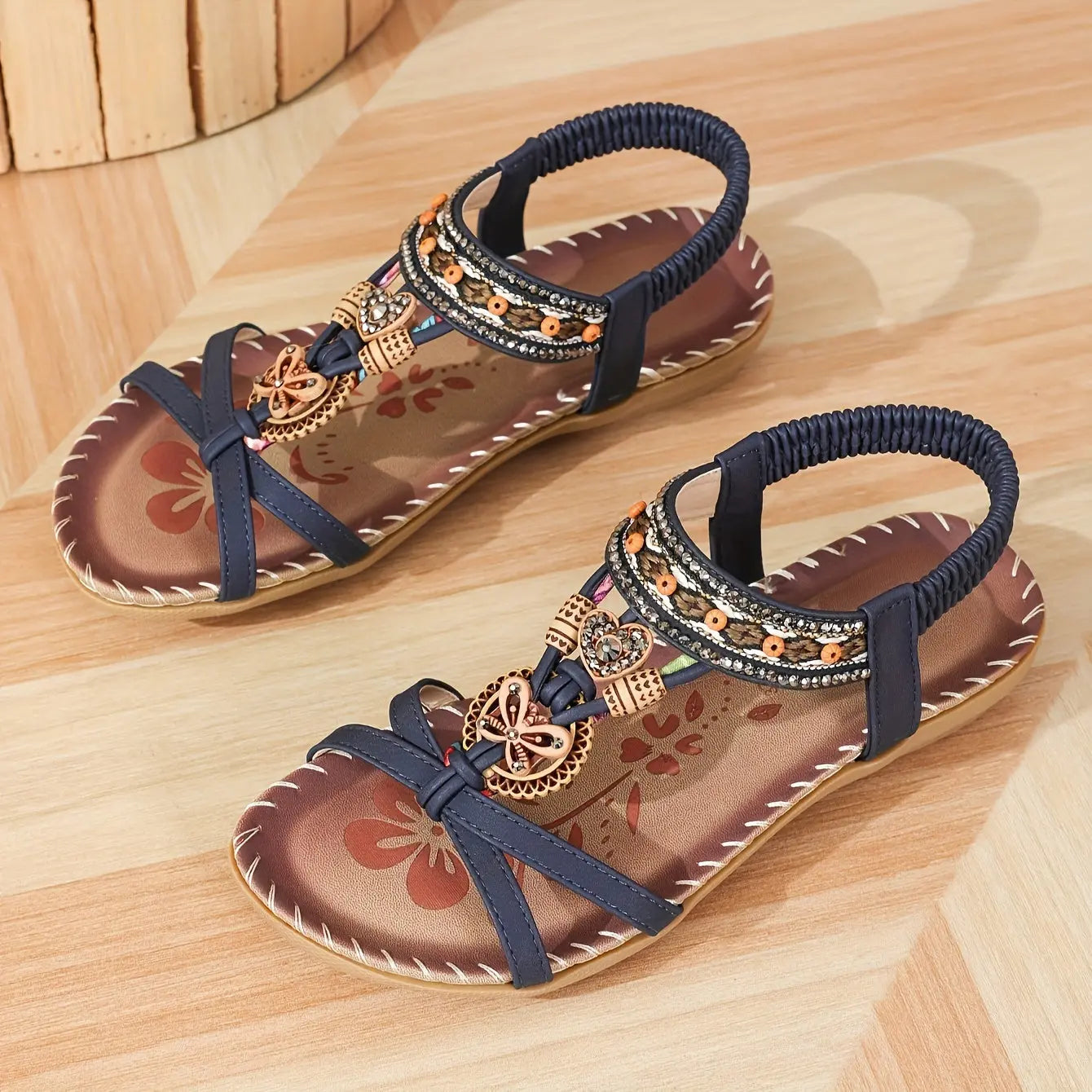 Élise™ | Flache Boho-Sandalen mit Schmetterlingsdesign
