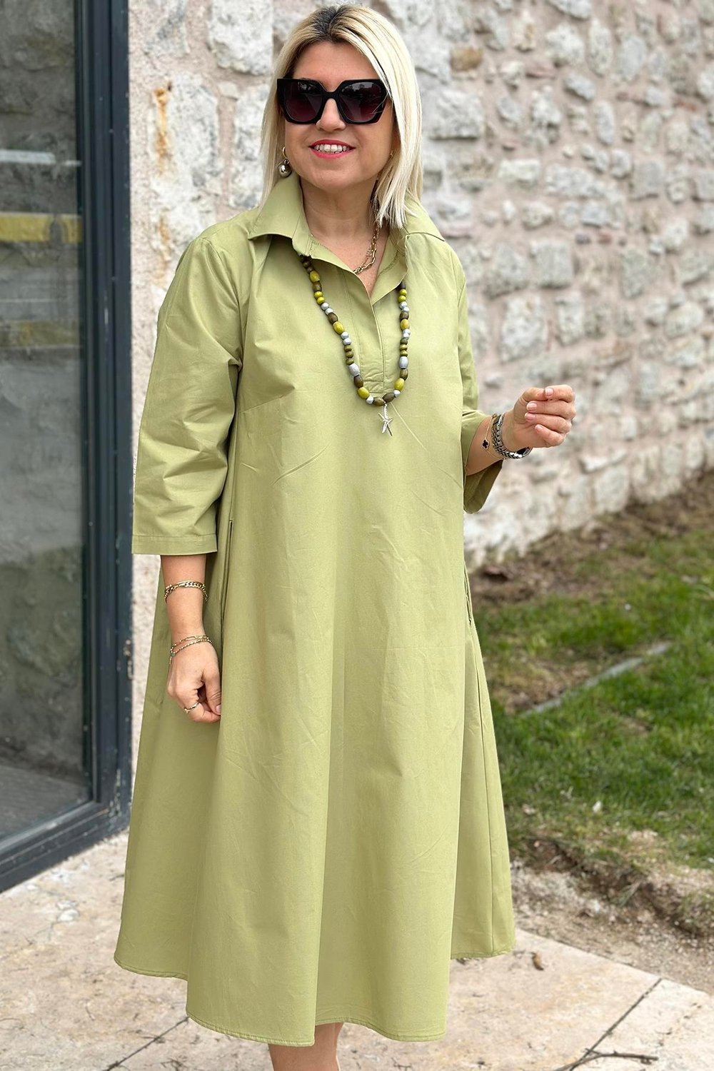 Élodie™ – Lockeres Baumwollkleid mit doppelten Taschen