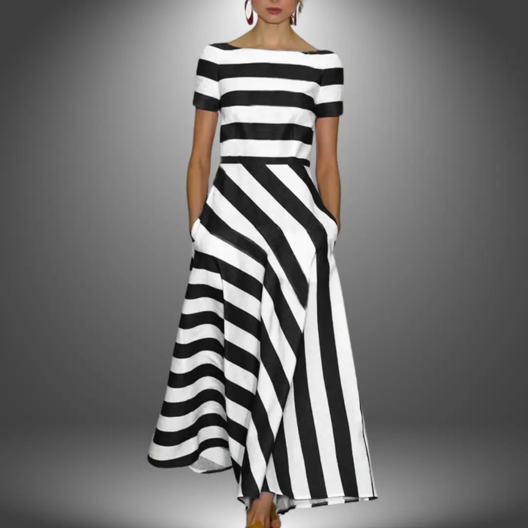 Montela™ | Gestreiftes Maxikleid – Handgefertigt