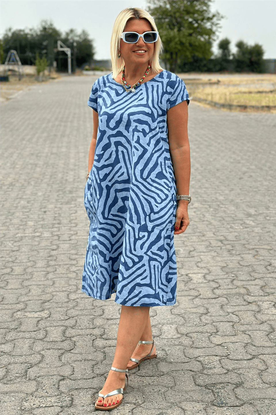 Élodie™ | Elegantes Midikleid mit Zebramuster