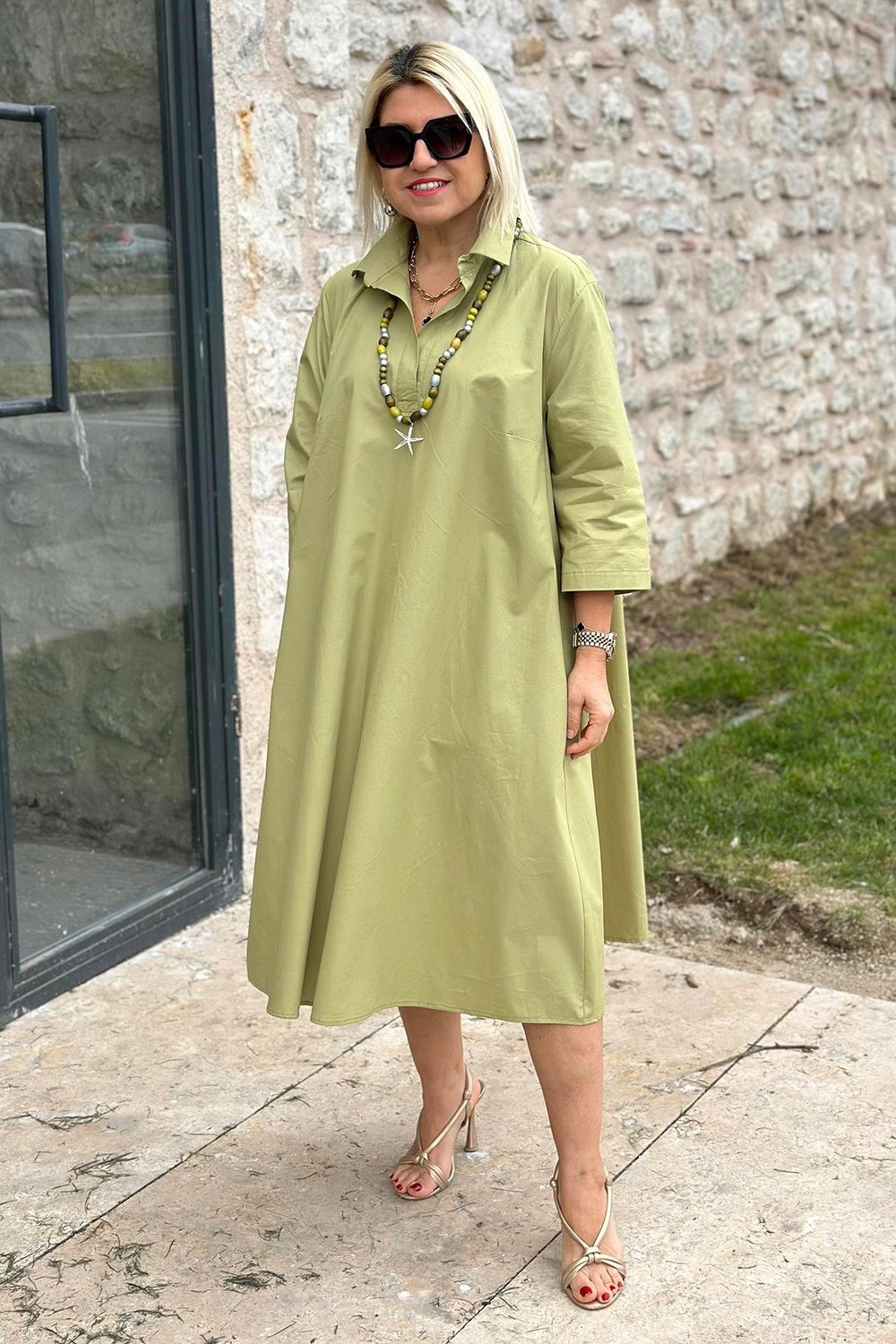 Élodie™ – Lockeres Baumwollkleid mit doppelten Taschen