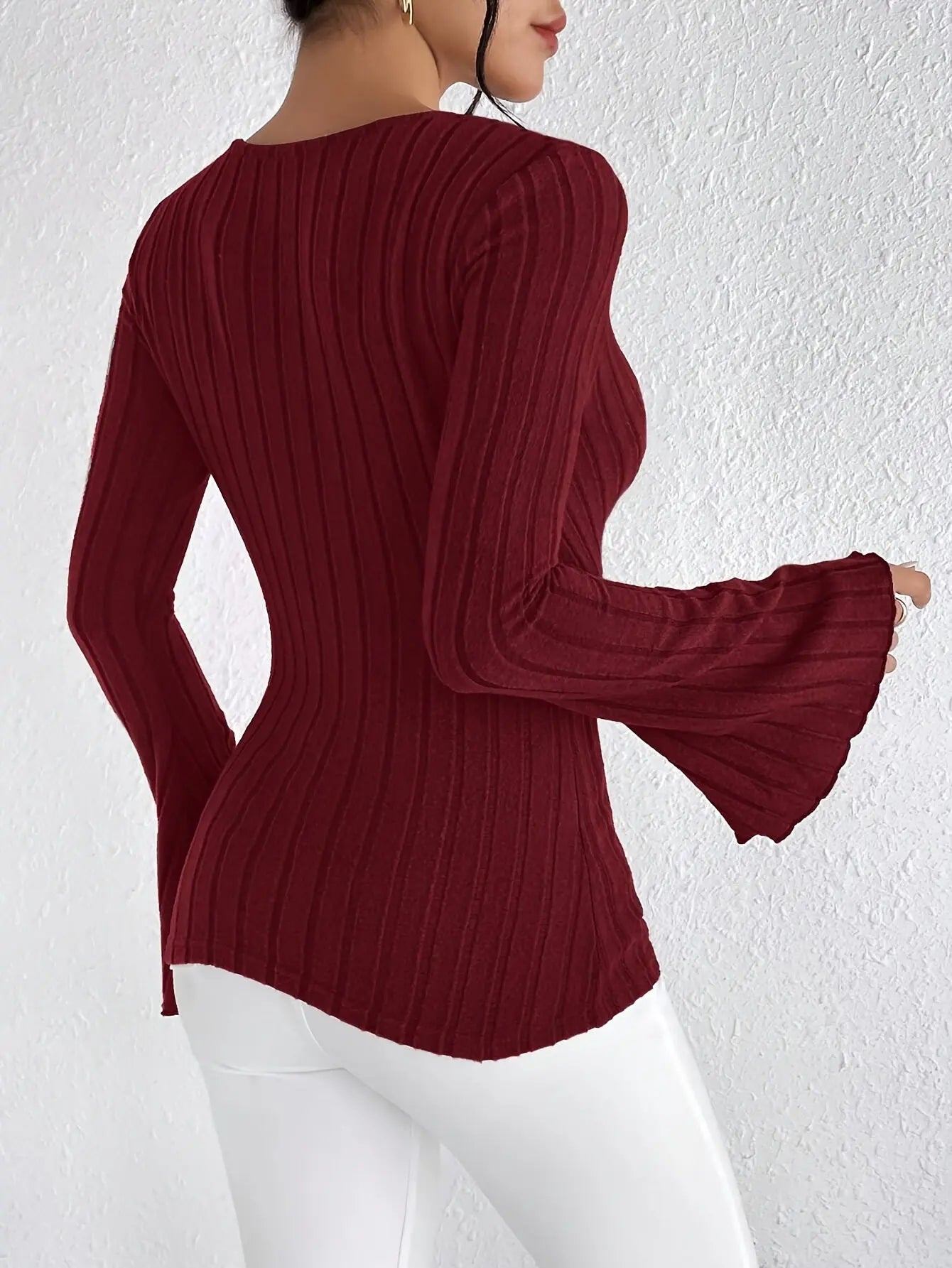Élodie™ | T-shirt Élégant à Manches Évasées – Chic et Confort - Montela