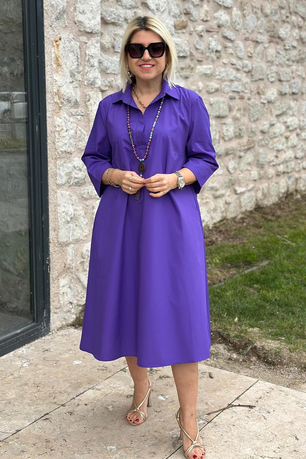 Élodie™ – Lockeres Baumwollkleid mit doppelten Taschen