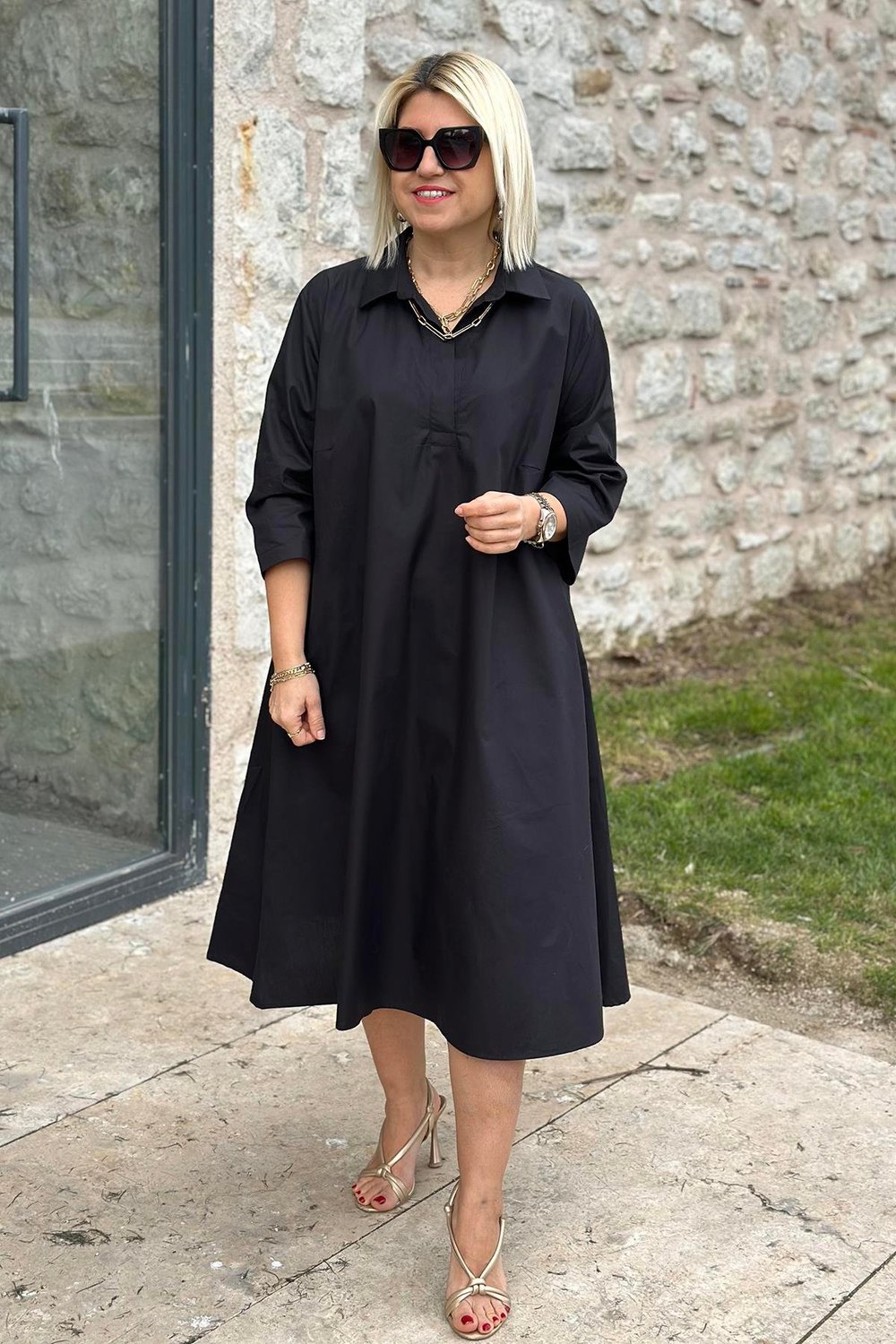 Élodie™ – Lockeres Baumwollkleid mit doppelten Taschen