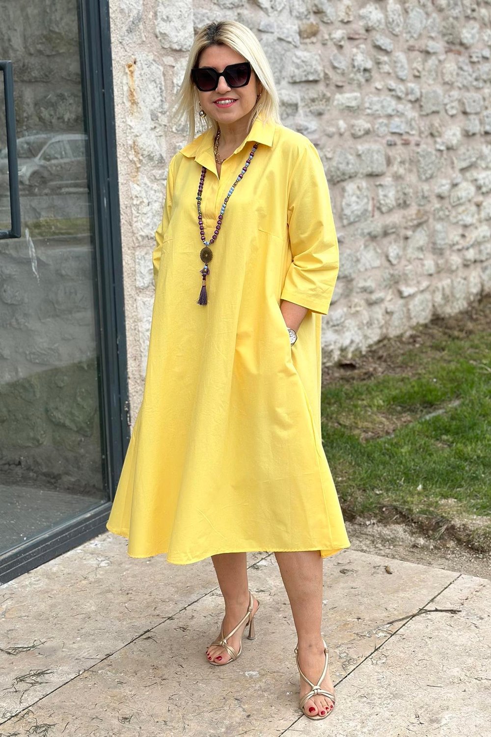 Élodie™ – Lockeres Baumwollkleid mit doppelten Taschen