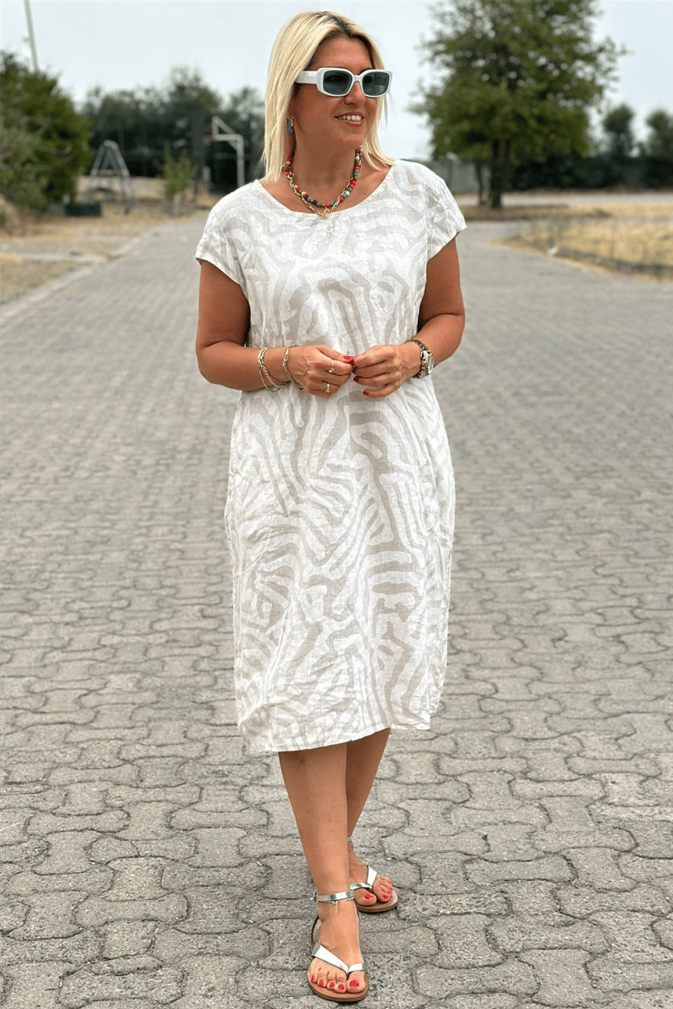 Élodie™ | Elegantes Midikleid mit Zebramuster