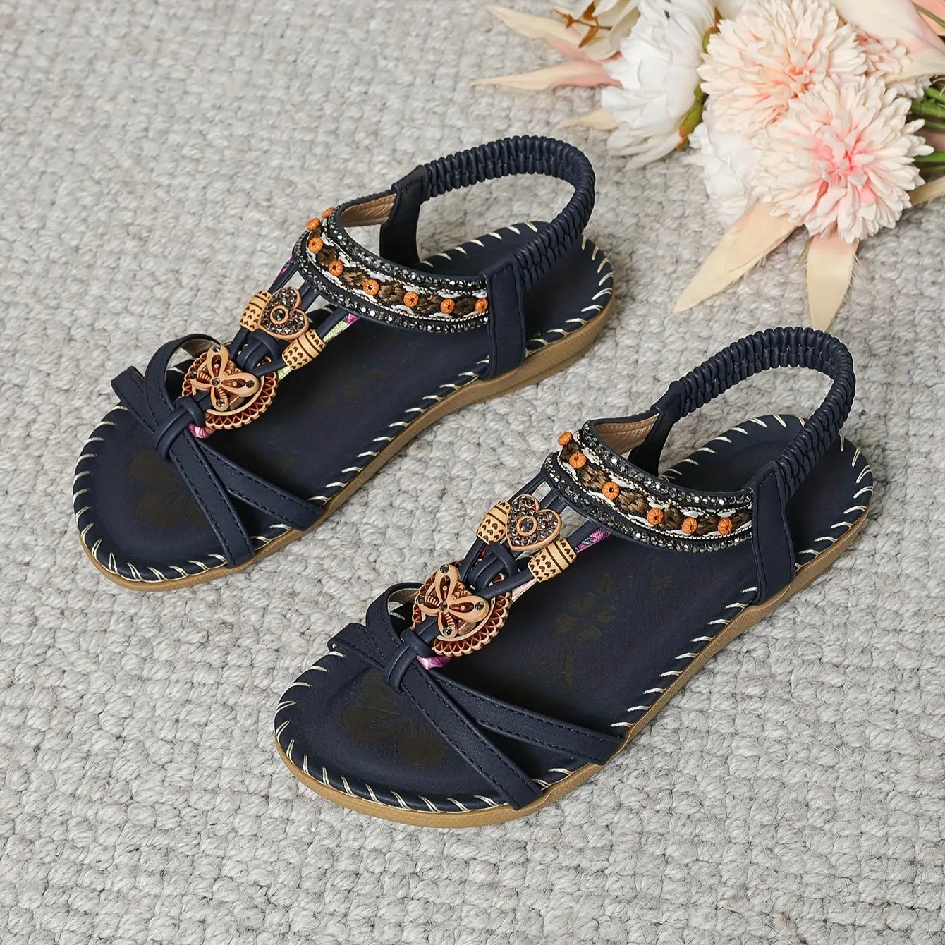 Élise™ | Flache Boho-Sandalen mit Schmetterlingsdesign