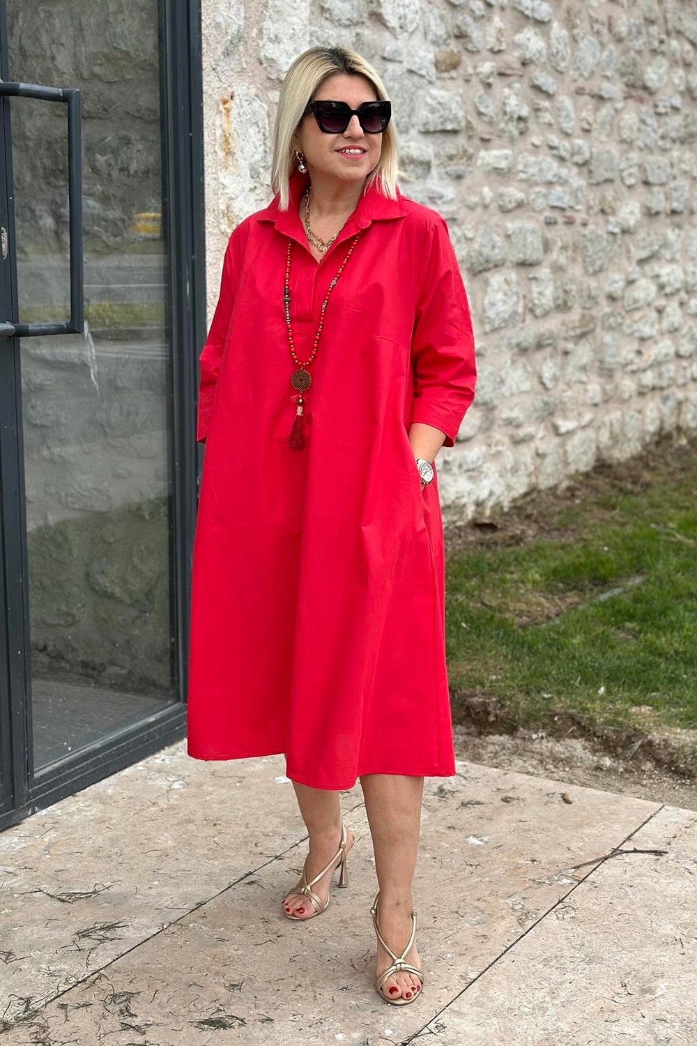 Élodie™ – Lockeres Baumwollkleid mit doppelten Taschen
