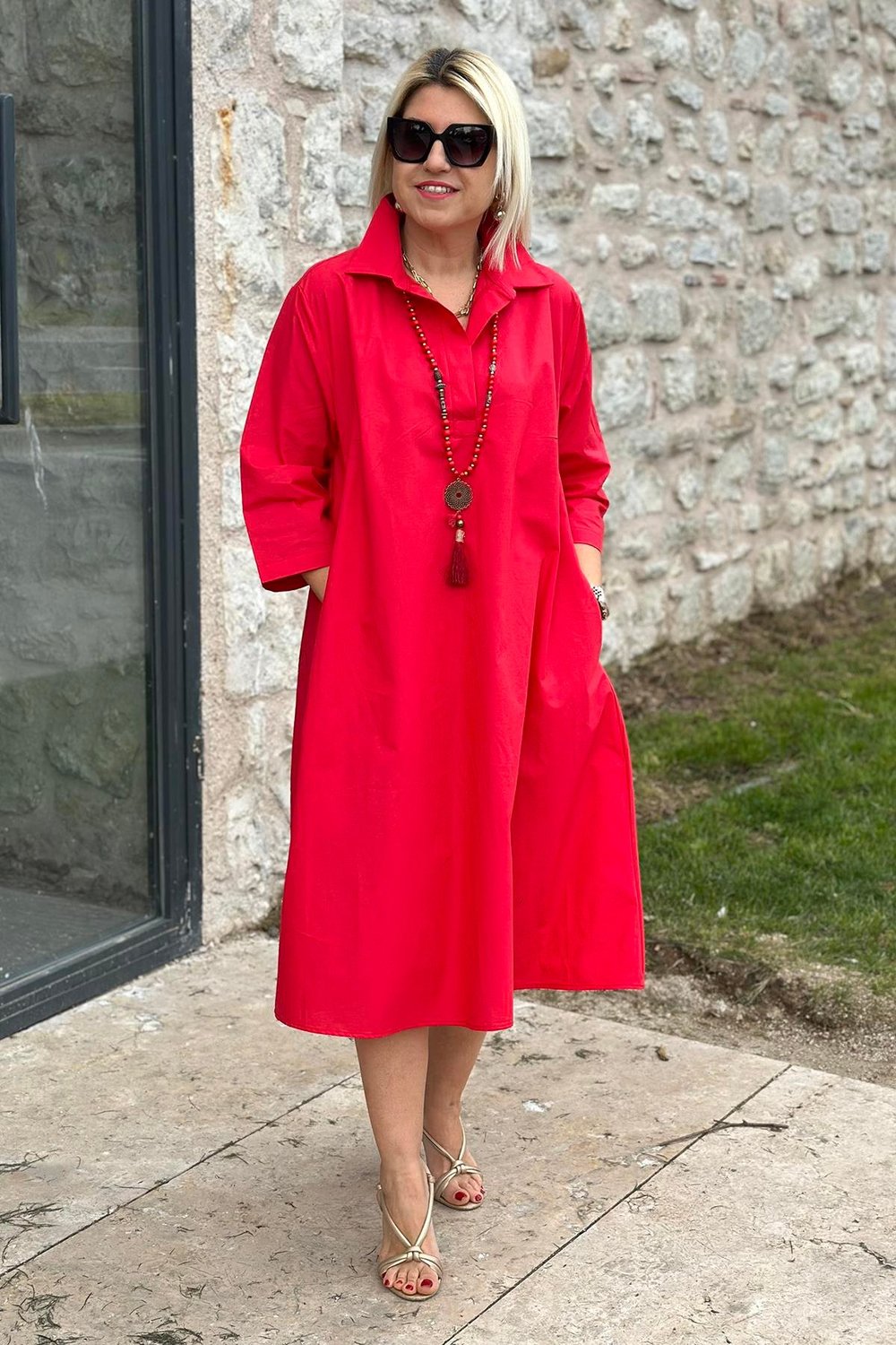 Élodie™ – Lockeres Baumwollkleid mit doppelten Taschen