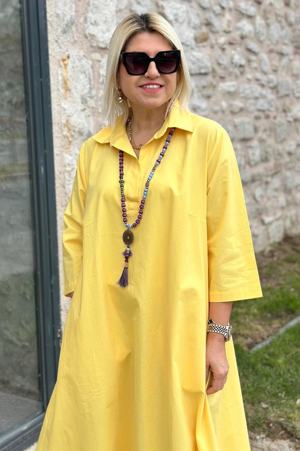 Élodie™ – Lockeres Baumwollkleid mit doppelten Taschen