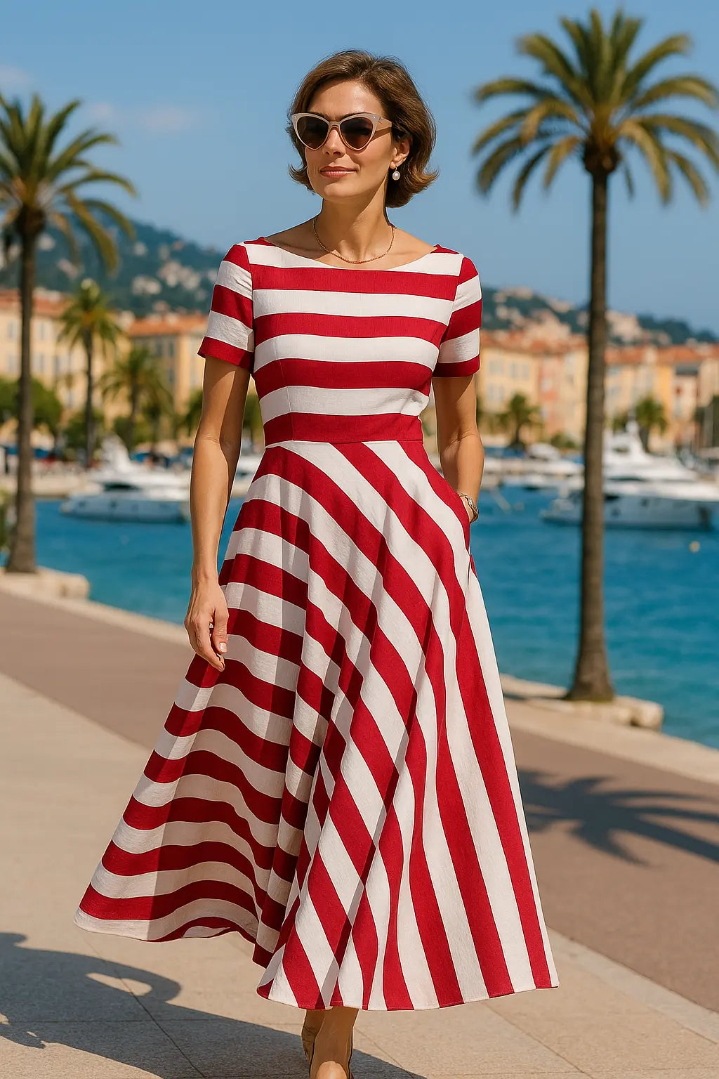 Montela™ | Gestreiftes Maxikleid – Handgefertigt