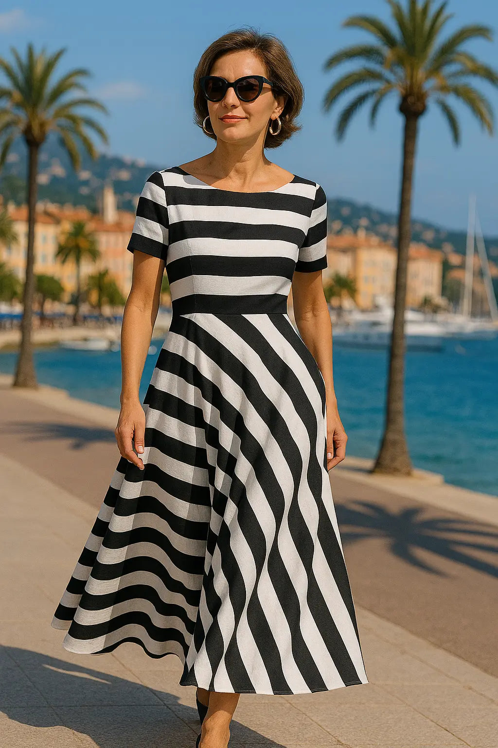 Montela™ | Gestreiftes Maxikleid – Handgefertigt