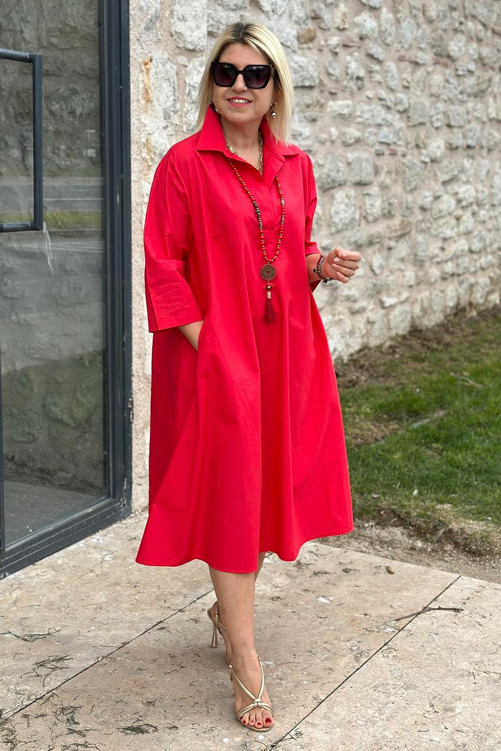 Élodie™ – Lockeres Baumwollkleid mit doppelten Taschen