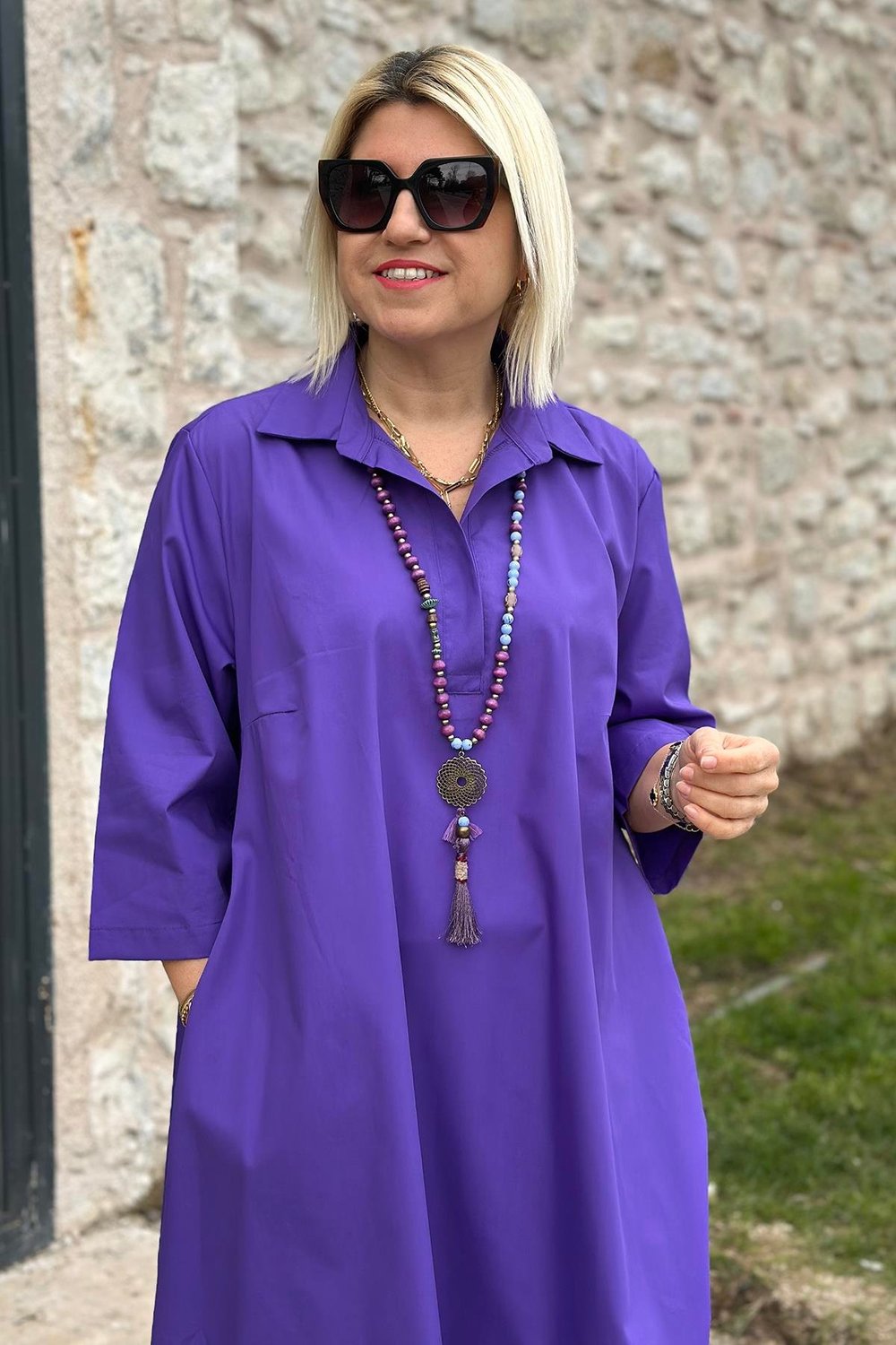 Élodie™ – Lockeres Baumwollkleid mit doppelten Taschen