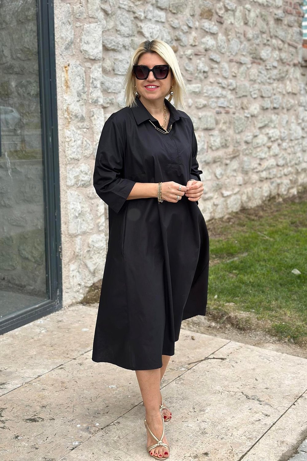 Élodie™ – Lockeres Baumwollkleid mit doppelten Taschen