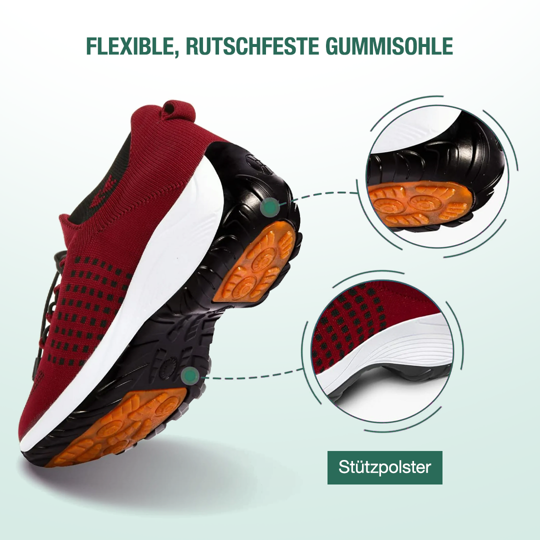 Ambulo Orthopädische Schuhe Strickstoff - Schwarz Rot