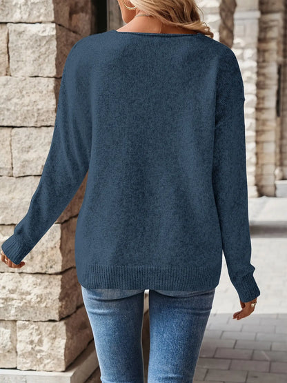 Élise™ | Pull Rose Clair Col V – Élégant et Confortable - Montela