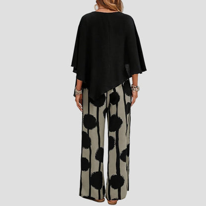 Milavie™ | Elegantes Set mit asymmetrischem Top und gemusterter Hose