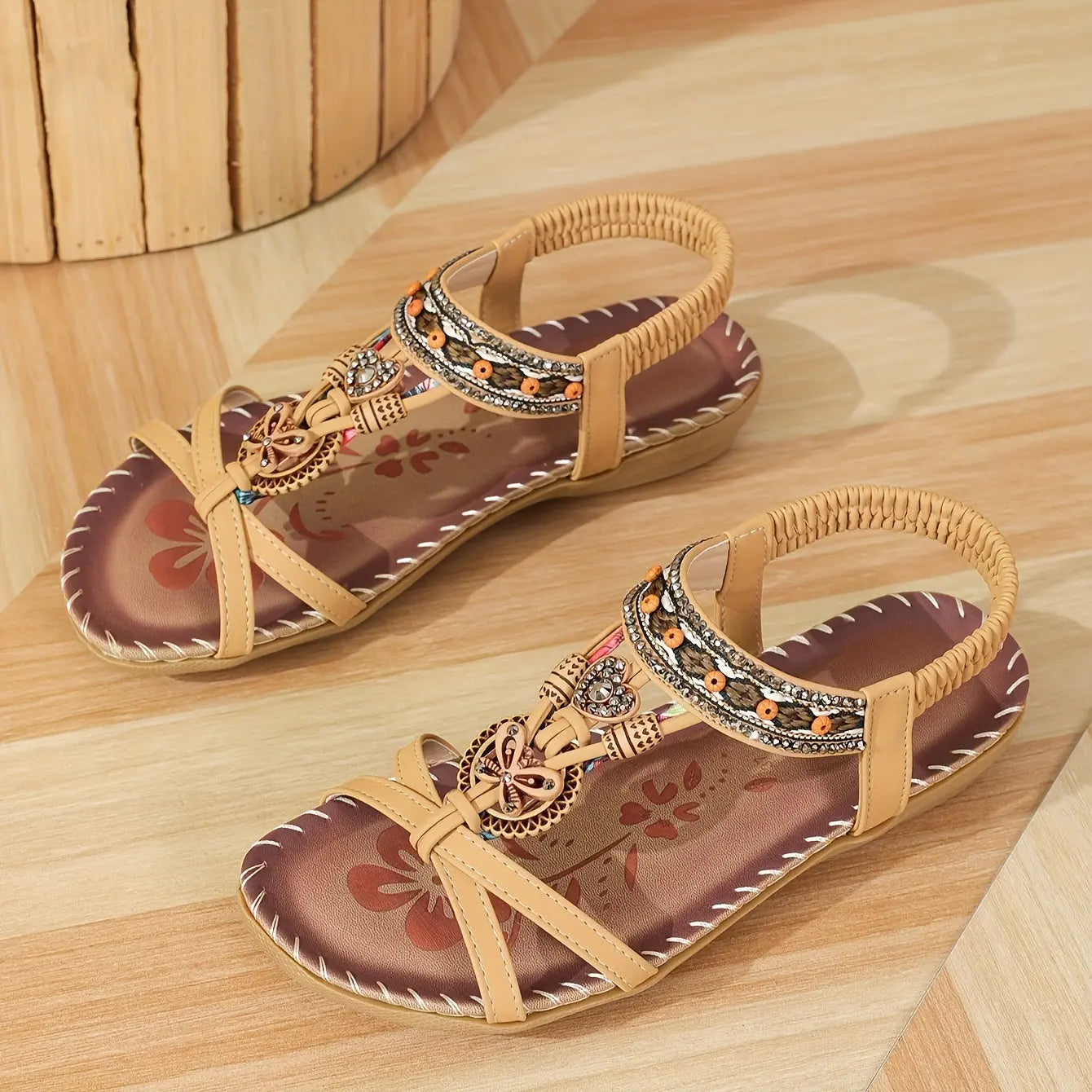 Élise™ | Flache Boho-Sandalen mit Schmetterlingsdesign