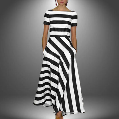 Montela™ | Gestreiftes Maxikleid – Handgefertigt