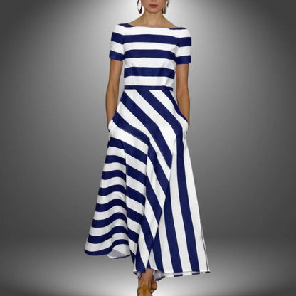 Montela™ | Gestreiftes Maxikleid – Handgefertigt