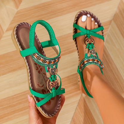 Élise™ | Flache Boho-Sandalen mit Schmetterlingsdesign