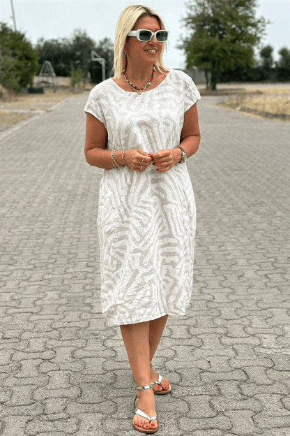 Élodie™ | Elegantes Midikleid mit Zebramuster