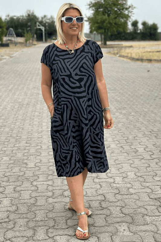 Élodie™ | Elegantes Midikleid mit Zebramuster