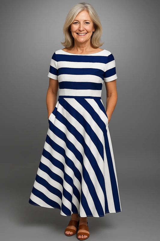 Montela™ | Gestreiftes Maxikleid – Handgefertigt