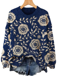 Amélie™ | Eleganter Pullover mit langen Ärmeln und floralem Muster