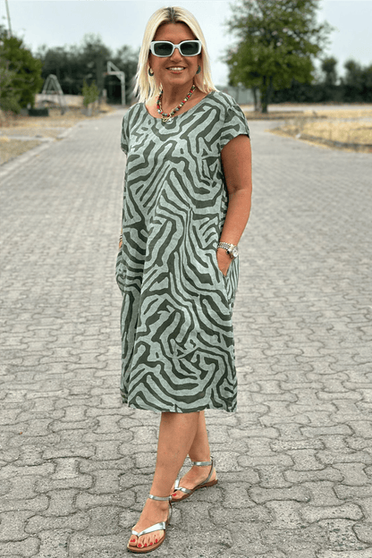 Élodie™ | Elegantes Midikleid mit Zebramuster