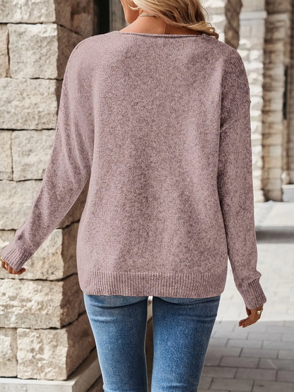 Élise™ | Pull Rose Clair Col V – Élégant et Confortable - Montela