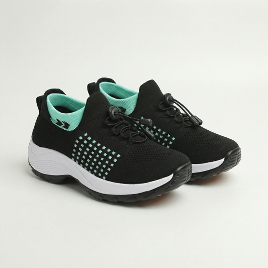 Ambulo Orthopädische Schuhe Strickstoff - Grün Schwarz