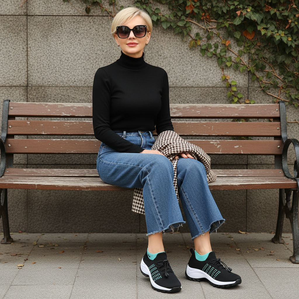 Ambulo Orthopädische Schuhe Strickstoff - Grün Schwarz