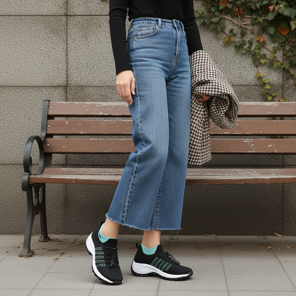 Ambulo Orthopädische Schuhe Strickstoff - Grün Schwarz