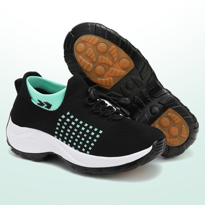 Ambulo Orthopädische Schuhe Strickstoff - Grün Schwarz